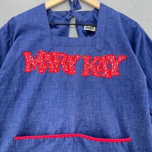 VTG 70s Mary Kay Design House Artists Smock Chambray Apron Dress Art Craftcore